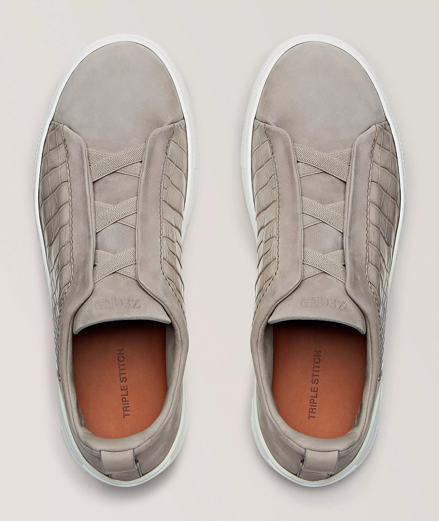 ZEGNA Chaussure sport en cuir d’alligator et en suède, collection Triple Stitch