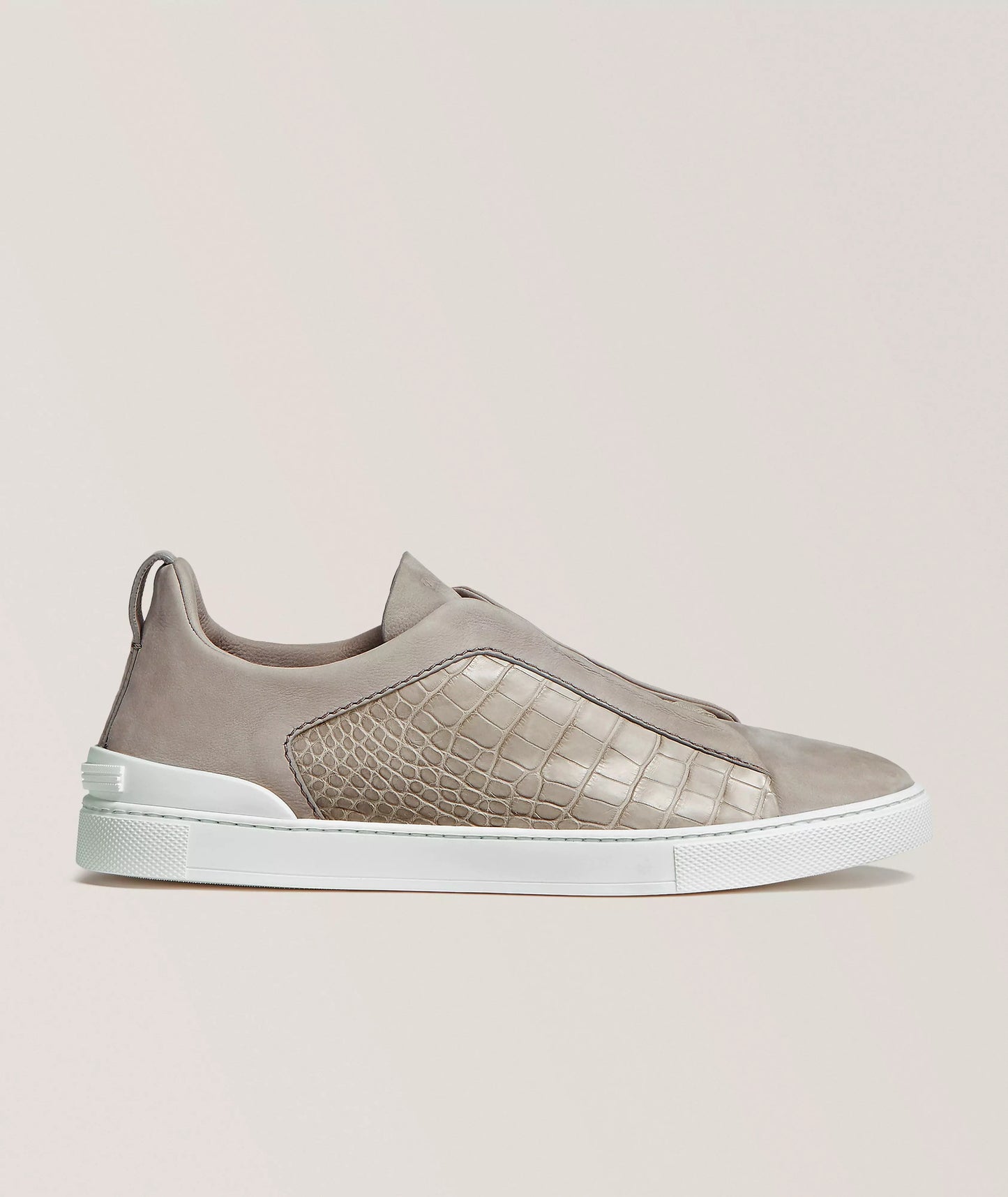 ZEGNA Chaussure sport en cuir d’alligator et en suède, collection Triple Stitch
