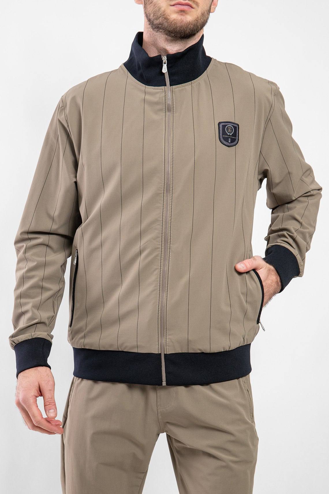 Bomber zippé coloris taupe - Brunello Cucinelli