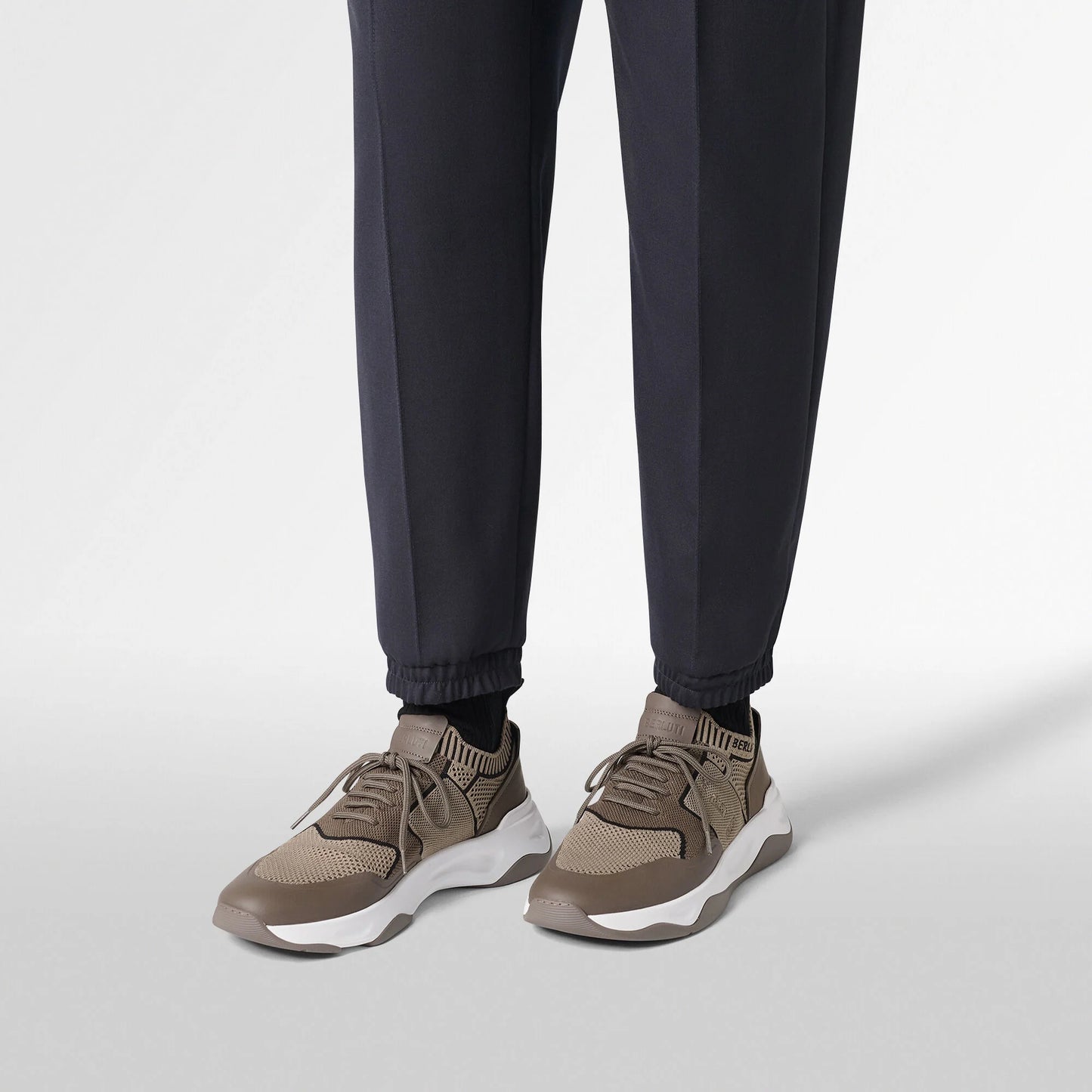 Shadow Rubber Coated Knit And Calf Leather Sneaker KD 450