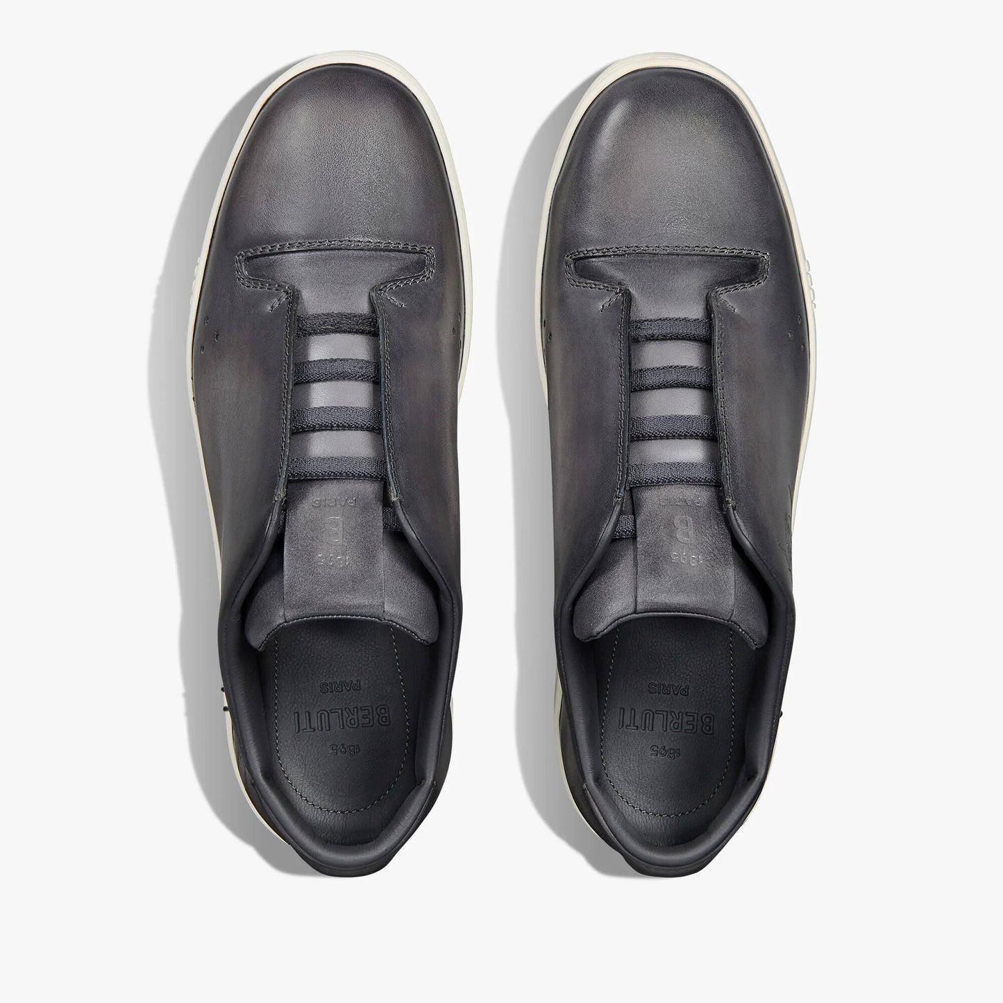 SNEAKER BERLUTI PLAYTIME EN CUIR DE VEAU VENEZIA SCRITTO EN LIGHT ALUMINIUM