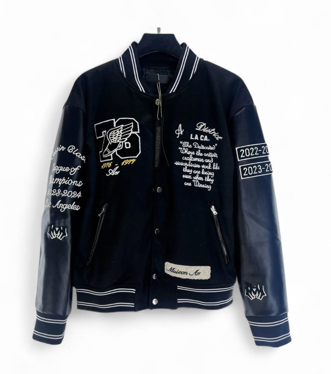 VESTE UNIVERSITAIRE AMIRI EAGLE EN NOIR/BLEU