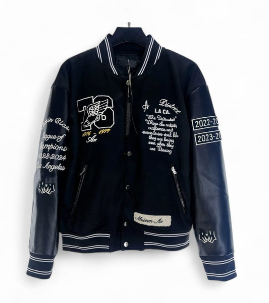 VESTE UNIVERSITAIRE AMIRI EAGLE EN NOIR/BLEU