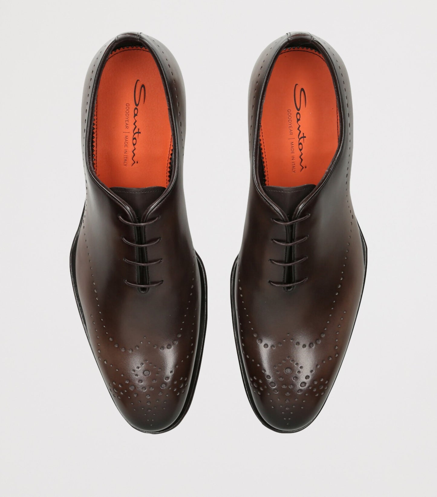 Santoni Burnished Leather Oxford Brogues