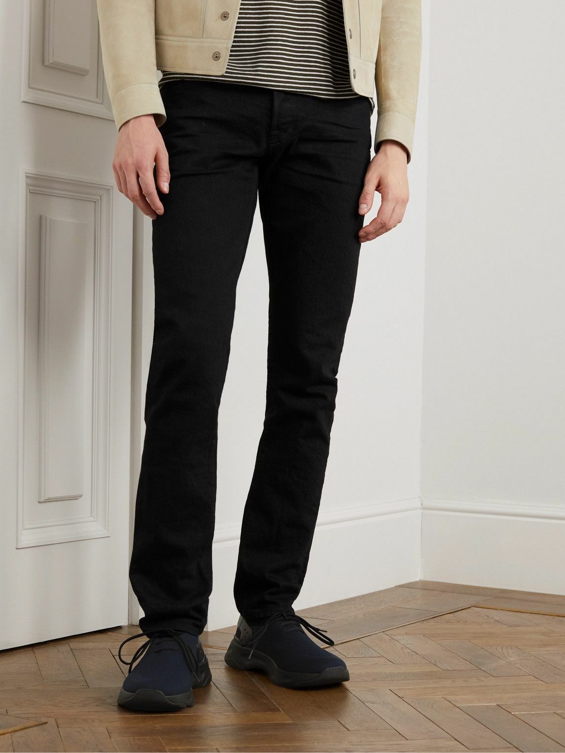 SNEAKERS BERLUTI SHADOW EN MAILLE STRETCH CUIR EN BLEU NUIT