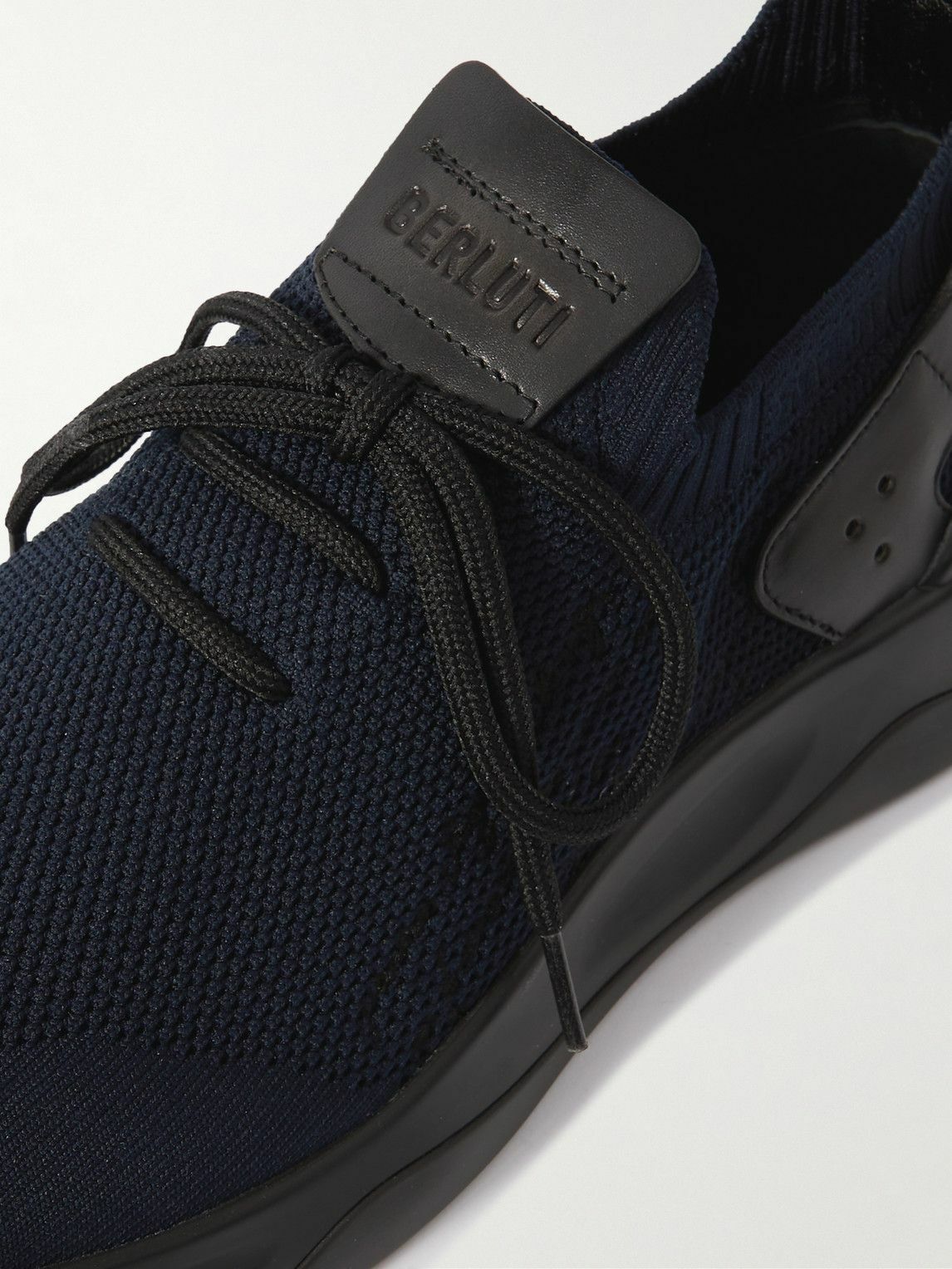 SNEAKERS BERLUTI SHADOW EN MAILLE STRETCH CUIR EN BLEU NUIT