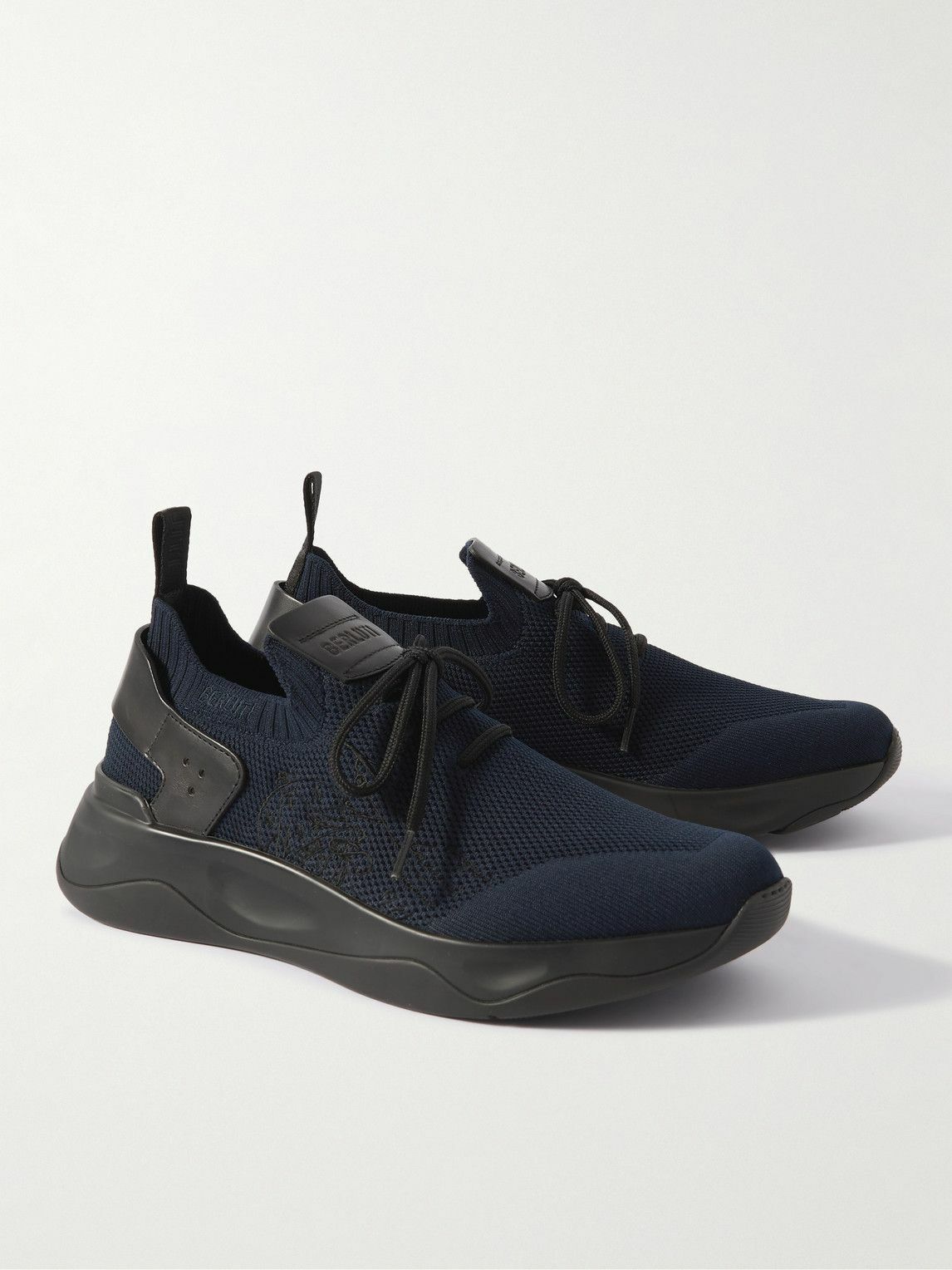 SNEAKERS BERLUTI SHADOW EN MAILLE STRETCH CUIR EN BLEU NUIT