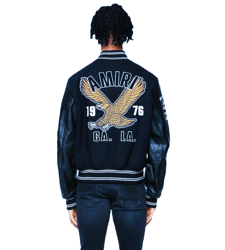 VESTE UNIVERSITAIRE AMIRI EAGLE EN NOIR/BLEU