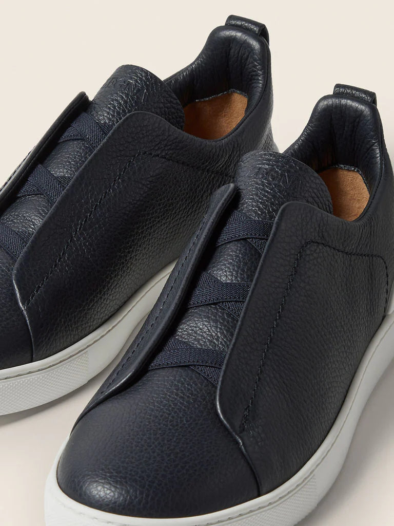 Baskets Triple Stitch™ en Cuir Bleu Marine