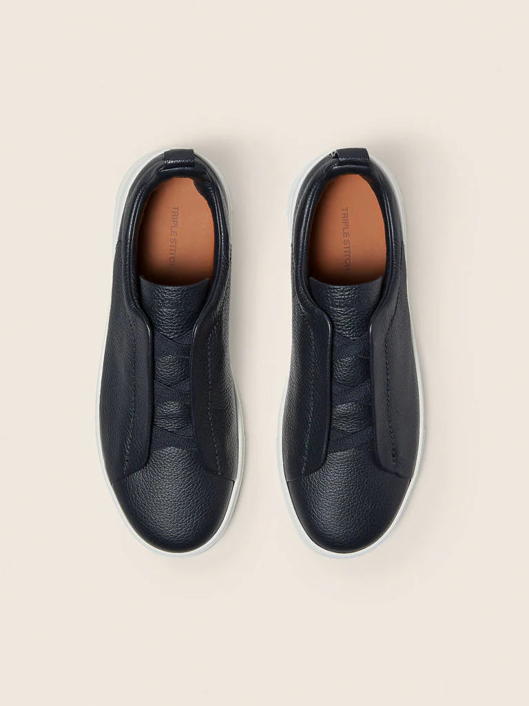 Baskets Triple Stitch™ en Cuir Bleu Marine
